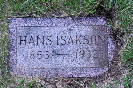 Hans Isakson Grave Marker
